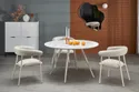 Круглий обідній стіл HALMAR ARAMIS 120х120 см, стільниця - тераццо, ніжки - білі фото thumb №2