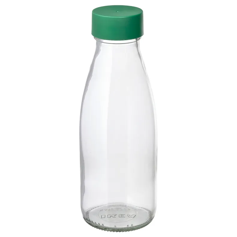 IKEA SPARTANSK СПАРТАНСК, пляшка для води, прозоре скло/зелений, 0.5 л 605.179.53 фото №1