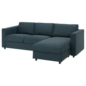 IKEA VIMLE ВІМЛЕ, 3-місний диван, з шезлонгом / темно-синій Hillared 294.411.59 фото