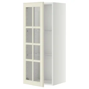 IKEA METOD МЕТОД, навісна шафа,полиці / скляні дверцята, білий / БУДБІН кремово-білий, 40x100 см 493.949.77 фото