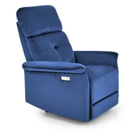 Крісло з функцією електричного розкладання та гніздом USB HALMAR SEMIR,  темно-синій фото