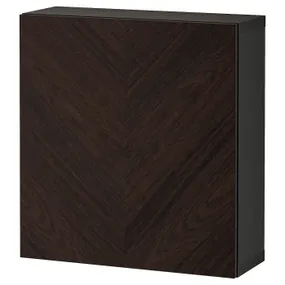 IKEA BESTÅ БЕСТО, комбинация настенных шкафов, Hedeviken черный / коричневый / темно-коричневый, окрашенный шпоном дуба, 60x22x64 см 994.296.82 фото