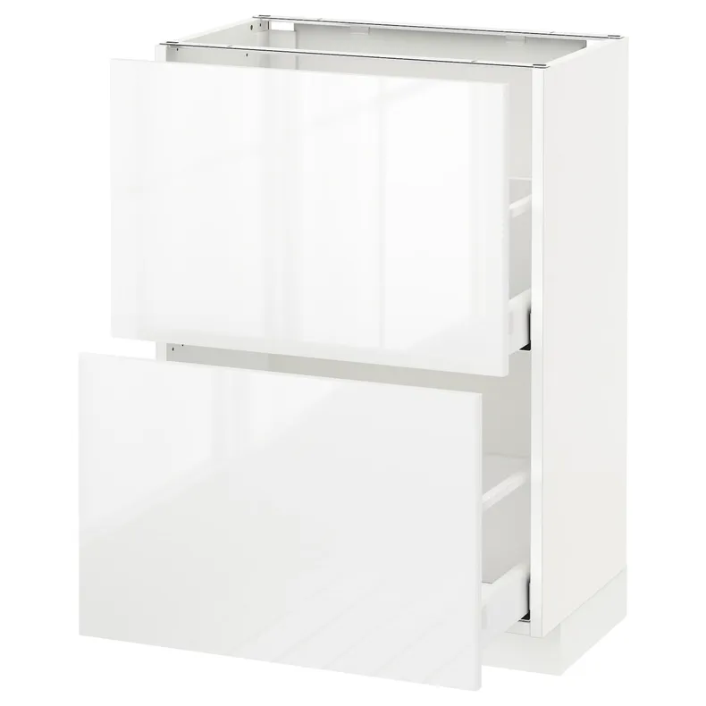 IKEA METOD МЕТОД / MAXIMERA МАКСИМЕРА, напольный шкаф с 2 ящиками, белый / Рингхульт белый, 60x37 см 890.514.54 фото №1