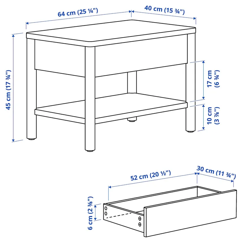 IKEA TONSTAD ТОНСТАД, придиванный столик, дуб, 64x40 см 805.284.70 фото №3