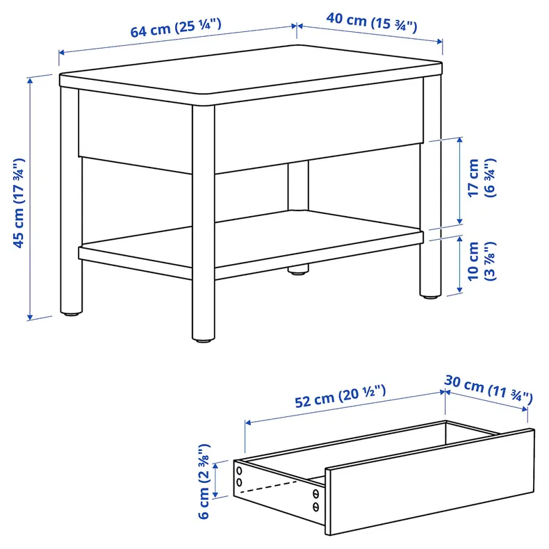 IKEA TONSTAD ТОНСТАД, журнальний столик, дуб дубовий, 64x40 см 805.284.70 фото №3