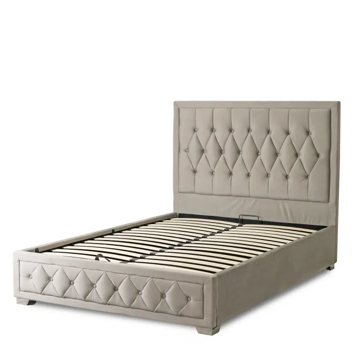 Кровать двуспальная бархатная MEBEL ELITE EVAN Velvet, 140x200 см, серый фото №1