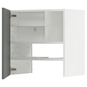 IKEA METOD МЕТОД, настінн шаф д / витяжки з полиц / дверц, білий / БОДАРП сіро-зелений, 60x60 см 395.053.20 фото