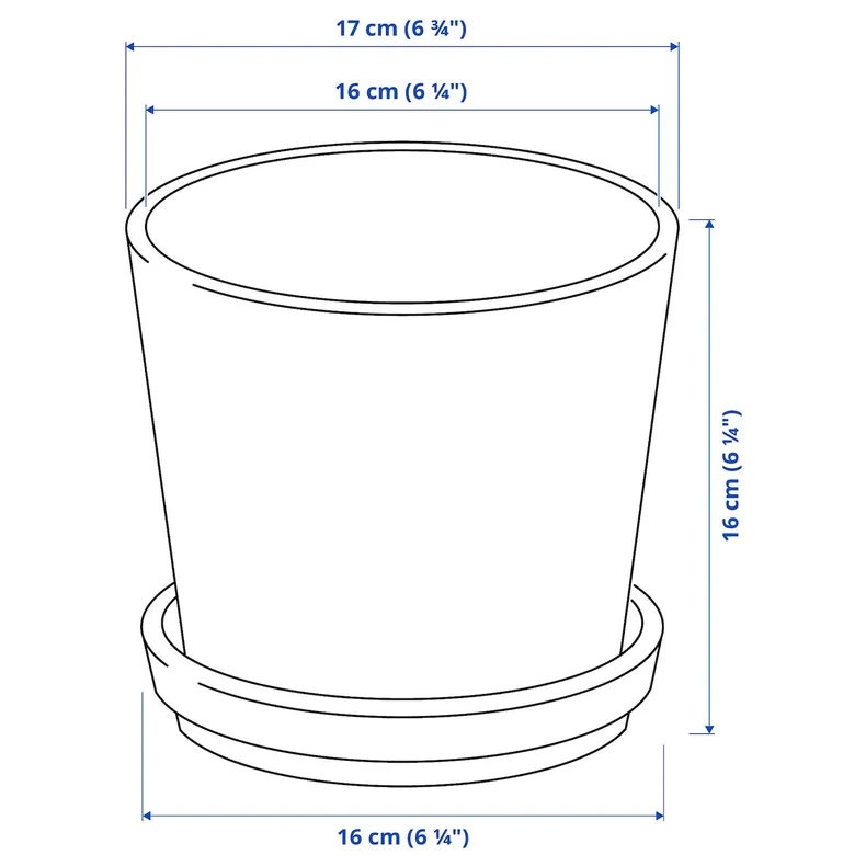 IKEA KLOTLÖNN, цветочный горшок с блюдцем, внутренний/наружный/черно-синий, 15 см 505.840.66 фото №6