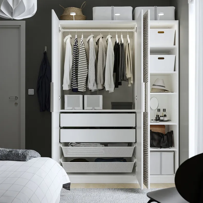 IKEA PAX ПАКС / MISTUDDEN МІСТУДДЕН, гардероб, комбінація, білий / сірий візерунок, 150x60x201 см 395.211.79 фото №3