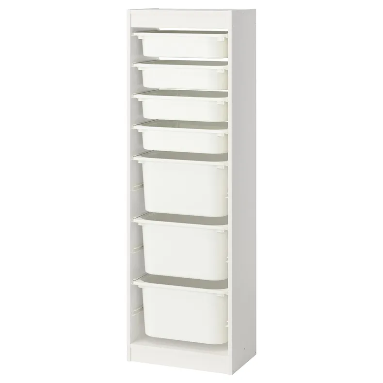 IKEA TROFAST, стеллаж для мусорных контейнеров, белый/белый, 46x30x145 см 395.754.45 фото №1