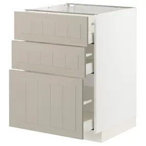 IKEA METOD МЕТОД / MAXIMERA МАКСИМЕРА, напольный шкаф с 3 ящиками, белый / Стенсунд бежевый, 60x60 см 594.081.15 фото