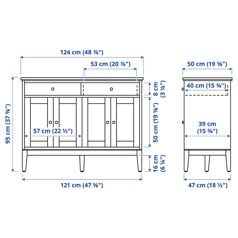 IKEA IDANÄS ИДАНЭС, сервант, тёмно-коричневый с пятнами, 124x50x95 см 504.960.22 фото №6