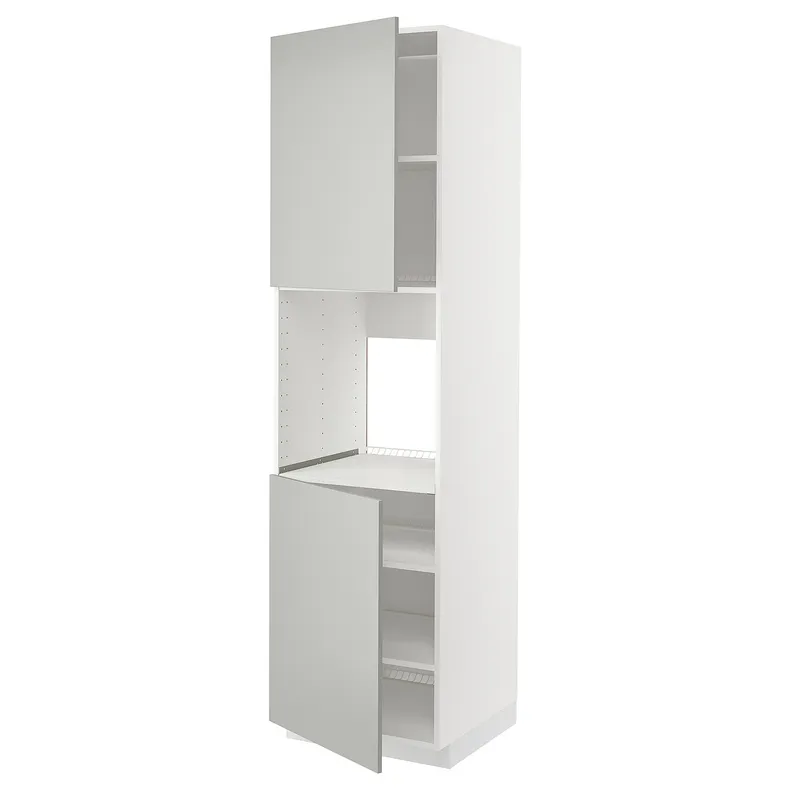 IKEA METOD МЕТОД, висока шафа для дух, 2 дверцят / пол, білий / Хавсторп світло-сірий, 60x60x220 см 895.385.73 фото №1