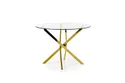 Кухонний стіл HALMAR RAYMOND, 100x100 см стільниця - прозора, ніжки - золото фото thumb №11
