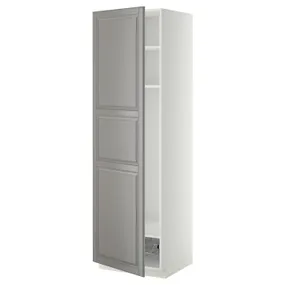IKEA METOD МЕТОД, выс шкаф с полками / проволоч корзин, белый / бодбинский серый, 60x60x200 см 794.609.37 фото