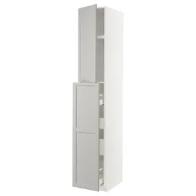 IKEA METOD МЕТОД / MAXIMERA МАКСИМЕРА, высокий шкаф / выдвижн секция / 1дв / 4ящ, белый / светло-серый, 40x60x240 см 494.697.84 фото