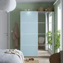 IKEA MEHAMN / AULI МЕХАМН / АУЛИ, пара раздвижных дверей, алюминий 2стр / светло-голубое зеркало, 200x201 см 595.521.84 фото thumb №2