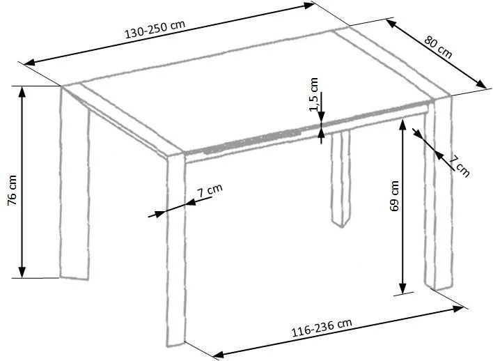 Кухонный стол HALMAR STANFORD xl 130-250x80 см белый фото №9