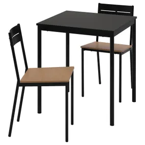 IKEA SANDSBERG САНДСБЕРГ / SANDSBERG САНДСБЕРГ, стіл+2 стільці, чорний/чорний, 67x67 см 994.204.17 фото