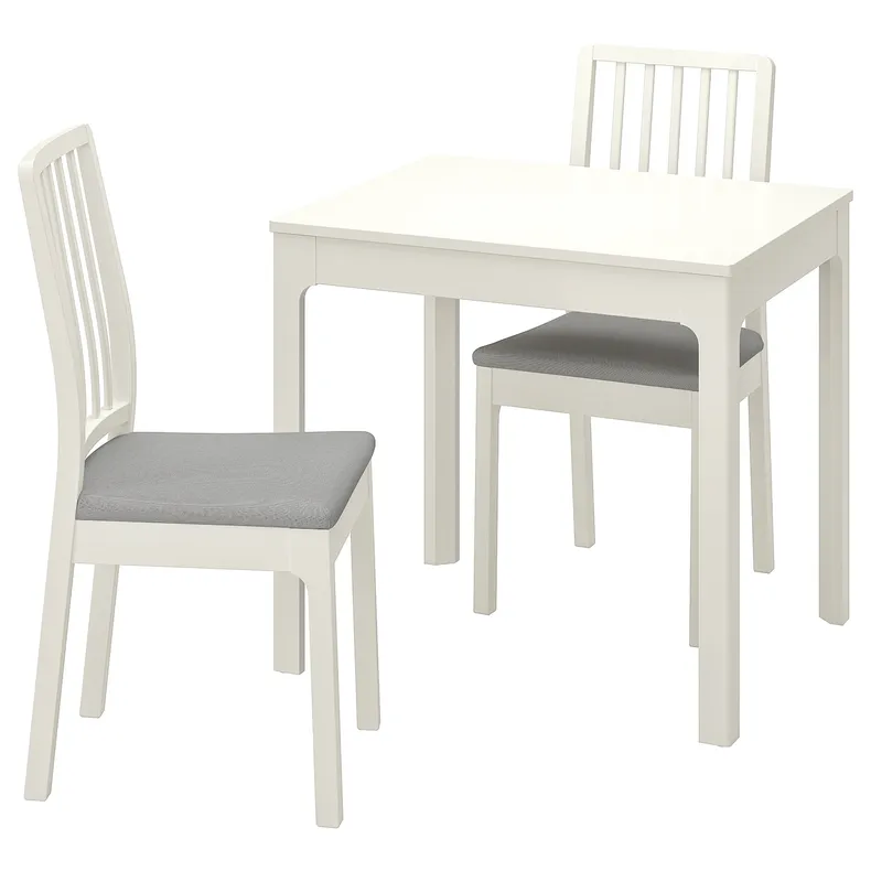 IKEA EKEDALEN ЕКЕДАЛЕН / EKEDALEN ЕКЕДАЛЕН, стіл+2 стільці, білий / ОРРСТА світло-сірий, 80 / 120 см 892.968.66 фото №1