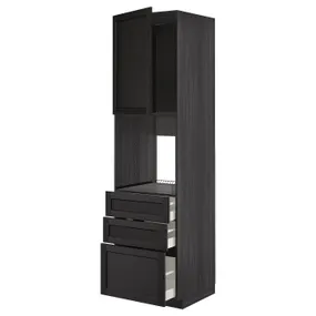 IKEA METOD МЕТОД / MAXIMERA МАКСІМЕРА, висока шафа д / духов з дверц / 3 шухл, чорний / Лерхіттан, пофарбований у чорний колір, 60x60x220 см 194.609.83 фото