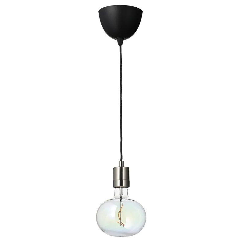 IKEA SKAFTET СКАФТЕТ / MOLNART МОЛНАРТ, подвесной светильник с лампочкой, никелированные / эллипсовидные разноцветные 094.945.30 фото №1