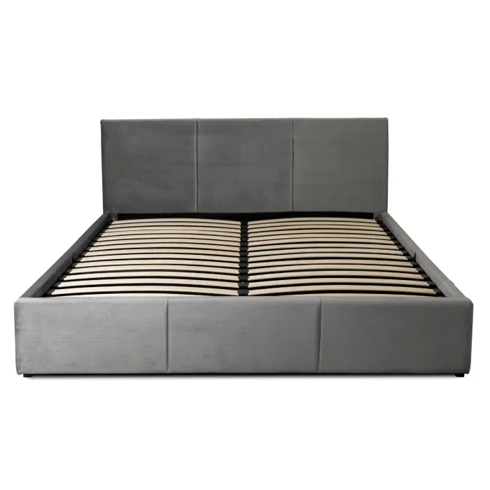 Кровать двуспальная бархатная MEBEL ELITE ALISSON Velvet, 140x200 см, Серый фото №1
