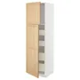 IKEA METOD МЕТОД / MAXIMERA МАКСІМЕРА, висока шафа, 2 дверцят / 4 шухляди, білий / ФОРСБАККА дуб, 60x60x200 см 595.094.97 фото