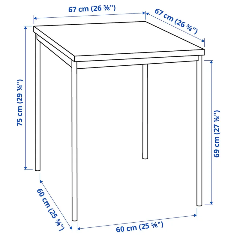 IKEA SANDSBERG САНДСБЕРГ / TEODORES ТЕОДОРЕС, стіл+2 стільці, чорний/чорний, 67x67 см 594.942.74 фото №3