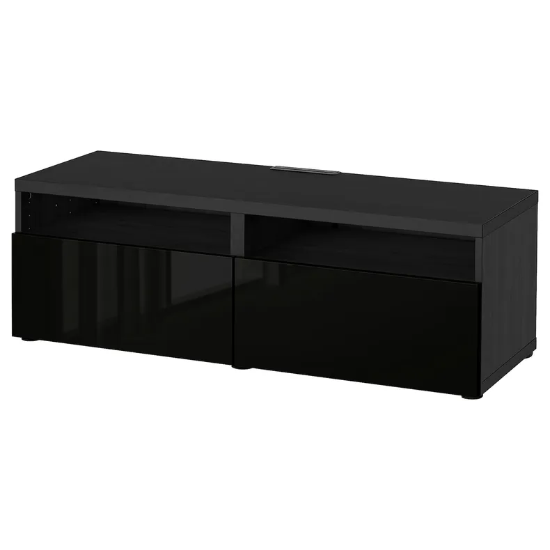 IKEA BESTÅ БЕСТО, тумба под ТВ, с ящиками, черный / коричневый / сельсвикенский глянец / черный, 120x42x39 см 093.992.79 фото №1