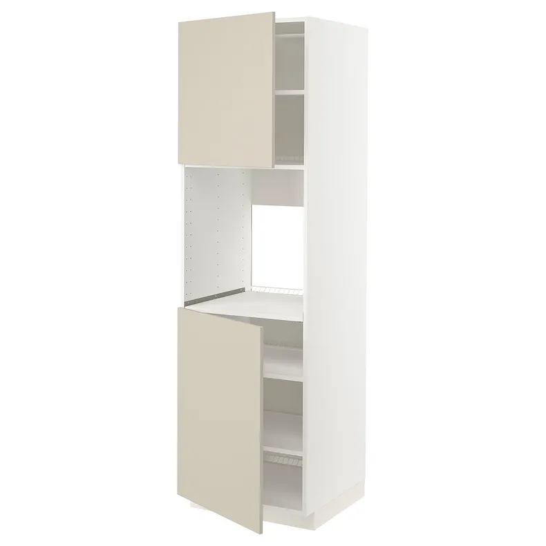 IKEA METOD МЕТОД, висока шафа для дух, 2 дверцят / пол, білий / хавсторпський бежевий, 60x60x200 см 794.669.96 фото №1