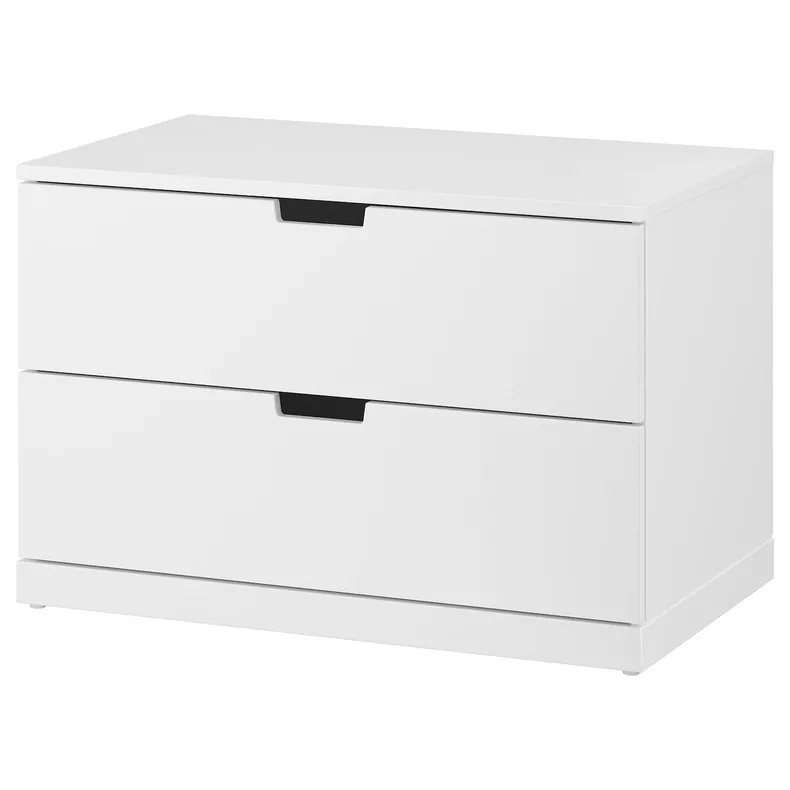 IKEA NORDLI НОРДЛІ, комод із 2 шухлядами, білий, 80x54 см 992.394.94 фото №1