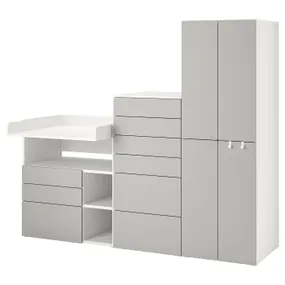 IKEA SMÅSTAD СМОСТАД / PLATSA ПЛАТСА, комбинация д/хранения, белый серый/ с пеленальным столиком, 210x79x181 см 694.312.00 фото