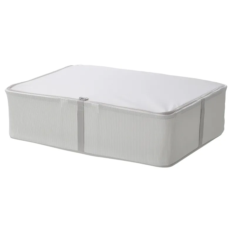 IKEA HEMMAFIXARE ХЕММАФІКСАРЕ, коробка для зберігання, тканина смугастий/білий/сірий, 69x51x19 см 705.039.17 фото №1