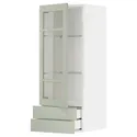 IKEA METOD МЕТОД / MAXIMERA МАКСІМЕРА, навісна шафазі скляними двер / 2 шухл, білий / Стенсунд світло-зелений, 40x100 см 694.864.24 фото thumb №1