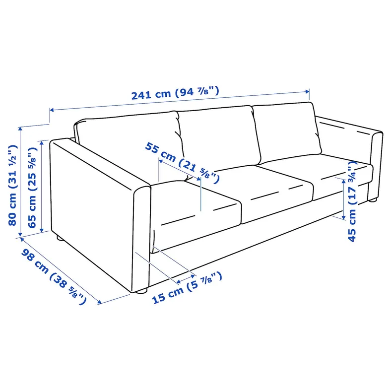 IKEA VIMLE ВІМЛЕ, 3-місний диван, Гранн/Бомстад чорний 993.066.43 фото №8