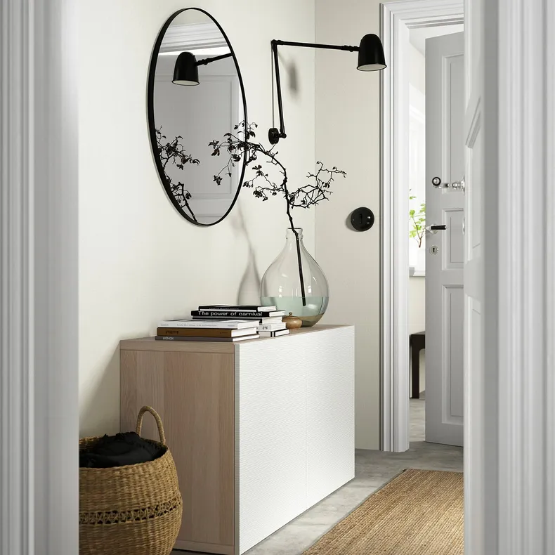 IKEA BESTÅ БЕСТО, комбинация для хранения с дверцами, Дуб беленый / Лаксвикен белый, 120x42x65 см 193.245.56 фото №3