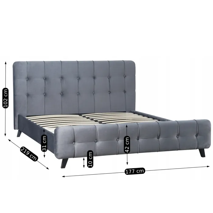 Кровать двуспальная бархатная MEBEL ELITE LINO Velvet, 160x200 см, Серый фото №14