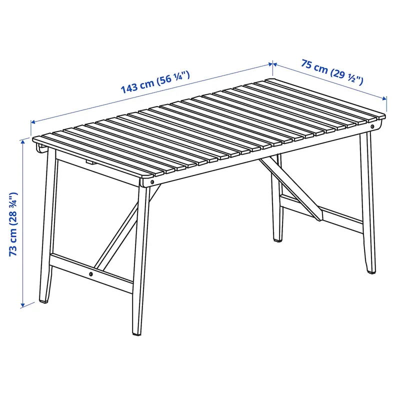 IKEA ASKHOLMEN, стіл+4 розкладні стільці, садовий, темно-коричневий/куддарна світло-сірий бежевий, 143x75 см 295.753.18 фото №3