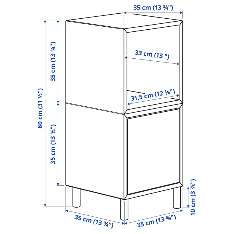 IKEA EKET ЭКЕТ, комбинация шкафов с ножками, орех/металл черный, 35x35x80 см 295.688.36 фото №3