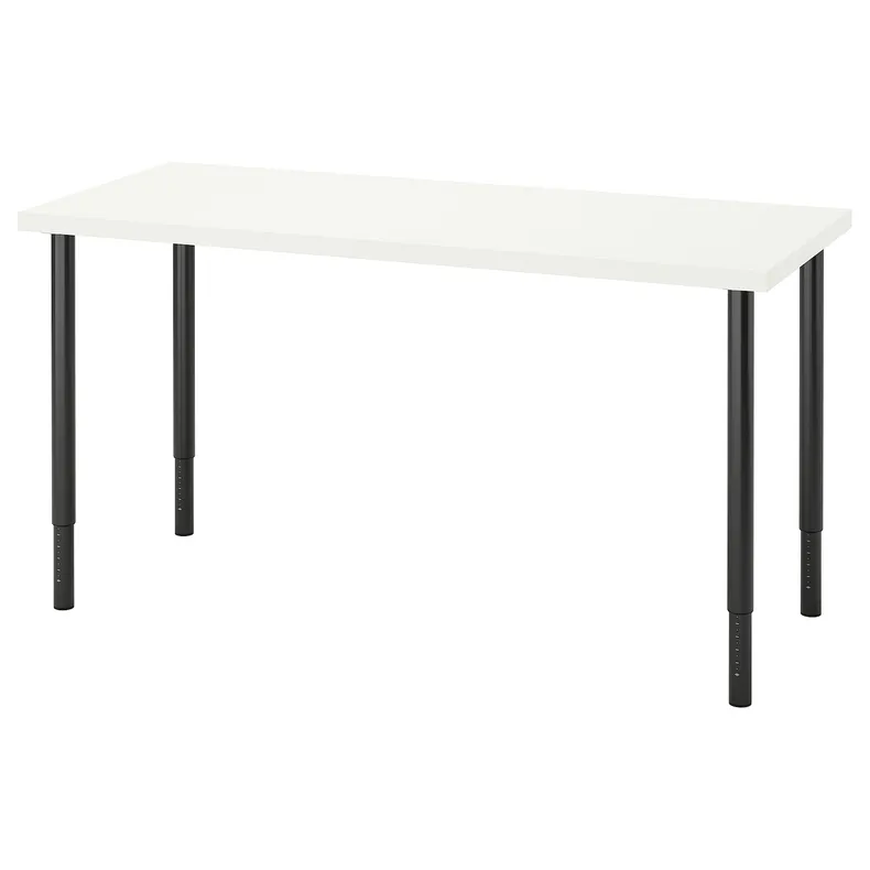 IKEA LAGKAPTEN ЛАГКАПТЕН / OLOV ОЛОВ, письменный стол, белый / черный, 140x60 см 394.171.68 фото №1