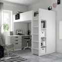 IKEA SMÅSTAD СМОСТАД, кровать-чердак, Белый серый с письменным столом с 2 полками, 90x200 см 695.202.58 фото thumb №2