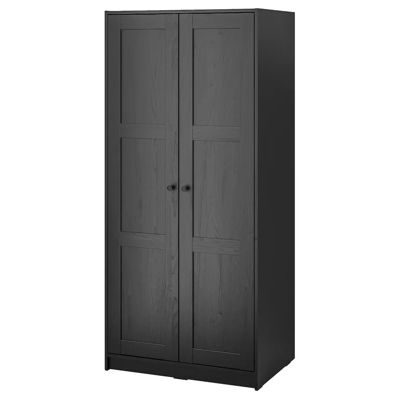 IKEA RAKKESTAD РАККЕСТАД, гардероб 2-дверный, черно-коричневый, 79x176 см 504.537.58 фото №1