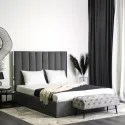 Кровать двуспальная бархатная MEBEL ELITE EMILIO Velvet, 160x200 см, Серый фото thumb №2