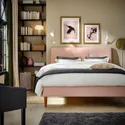 IKEA IDANÄS ІДАНЕС, каркас ліжка з оббивкою, Gunnared блідо-рожевий, 160x200 см 604.589.44 фото thumb №3