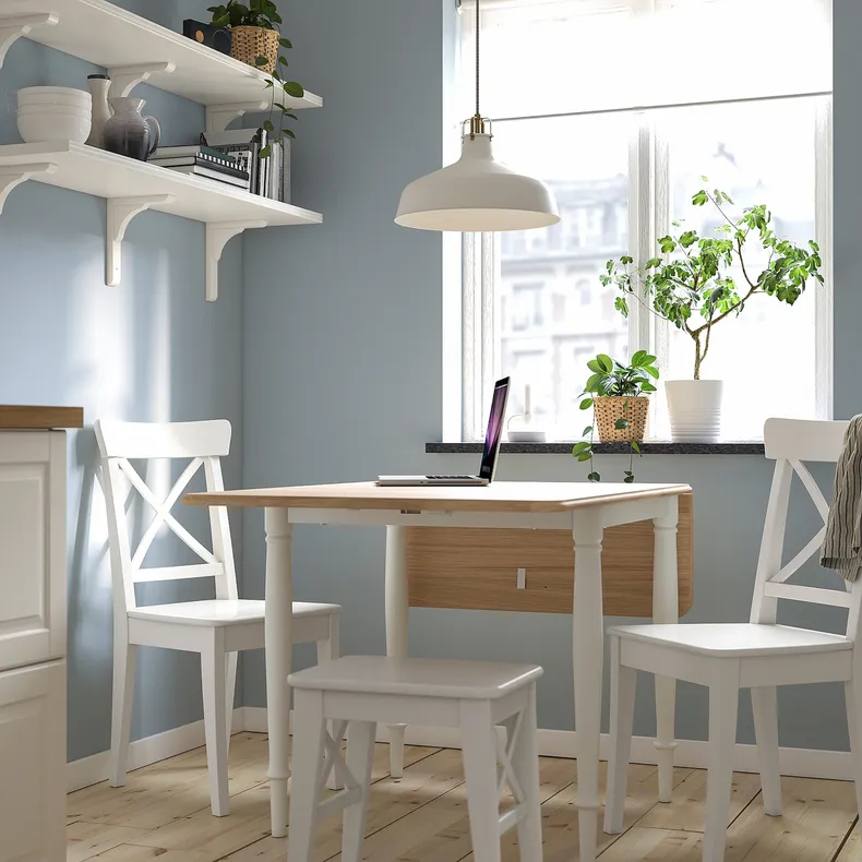 IKEA DANDERYD ДАНДЕРЮД / INGOLF ІНГОЛЬФ, стіл+2 стільці, дуб okl білий / білий, 74 / 134x80 см 094.783.99 фото №3