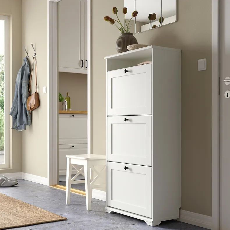 IKEA BRUSALI БРУСАЛІ, шафа для взуття з 3 відділеннями, білий, 61x30x130 см 804.803.93 фото №2