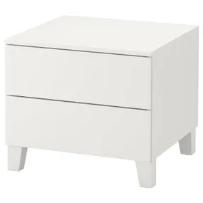 IKEA PLATSA ПЛАТСА, комод із 2 шухлядами, білий / ФОННЕС білий, 60x57x53 см 092.772.11 фото