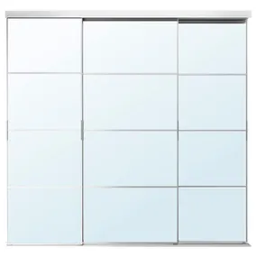 IKEA SKYTTA СКЮТТА / AULI АУЛІ, комбінація розсувних дверцят, алюміній/дзеркало, 251x240 см 995.758.57 фото