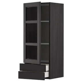 IKEA METOD МЕТОД / MAXIMERA МАКСИМЕРА, навесной шкаф / стекл дверца / 2 ящика, черный / Лерхиттан с черными пятнами, 40x100 см 194.579.71 фото